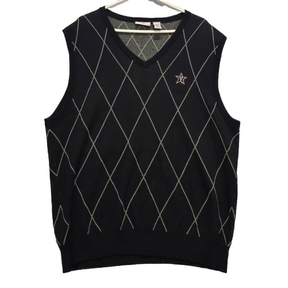 VTG Vesi Sportswear Vanderbuilt Commodores Black Sweater Vest Size XL Cotton